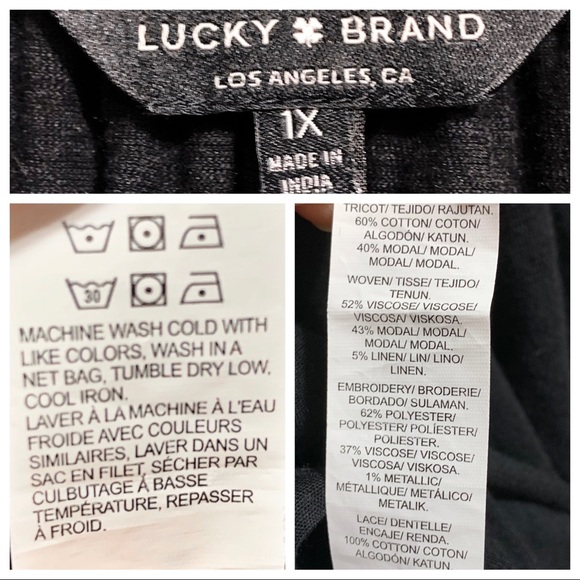 Lucky Brand Mandarin Tie- Neck Floral Embroidered - Picture 8 of 8